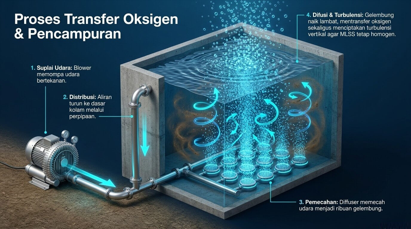 Fine Bubble Diffuser - cara kerja