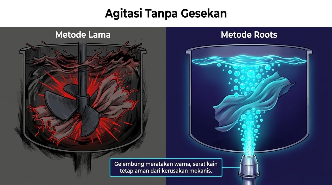 dyeing - agitasi larutan pewarna