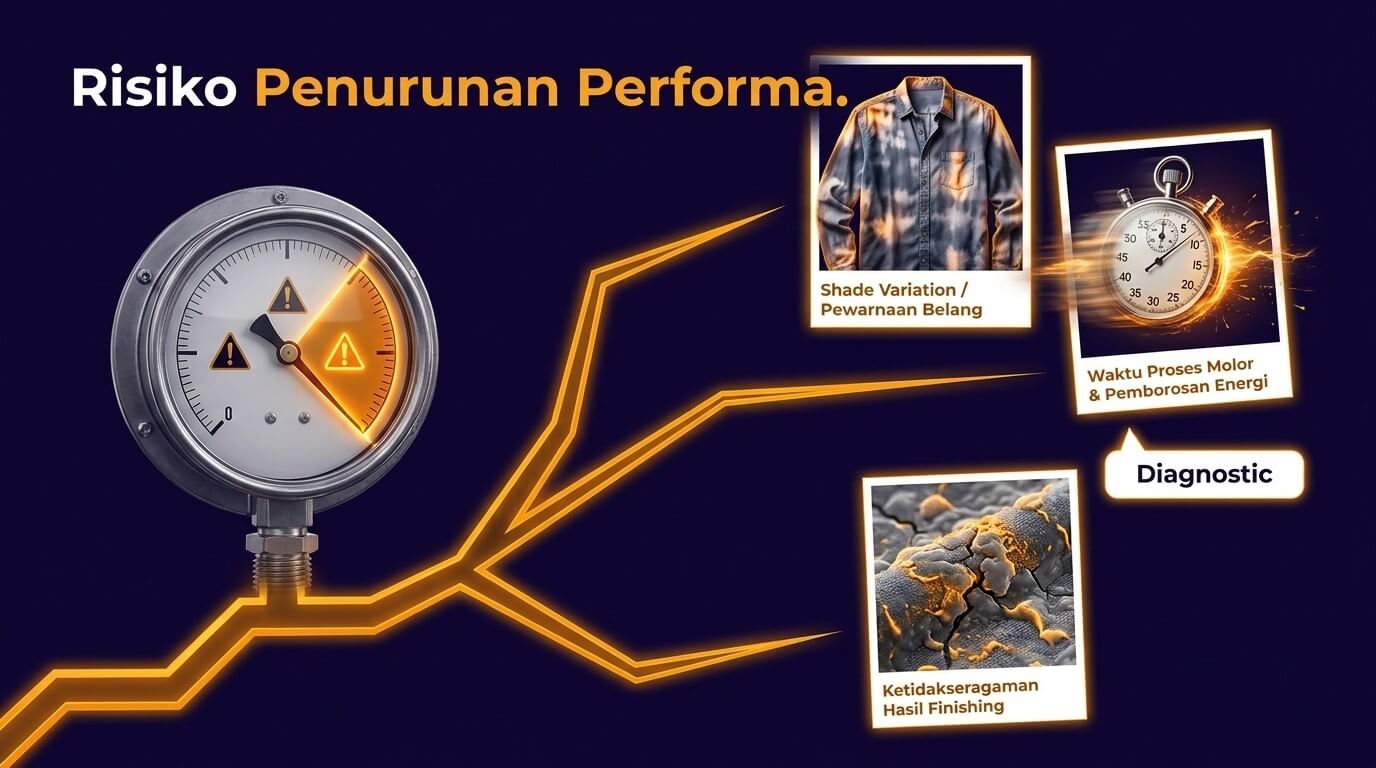 dyeing - dampak performa roots blower buruk