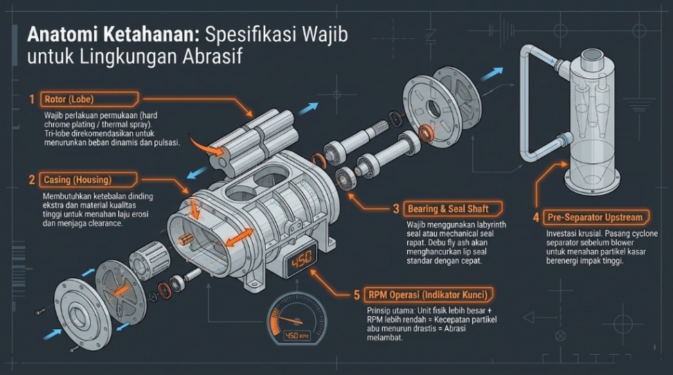 komponen root blower ash handling