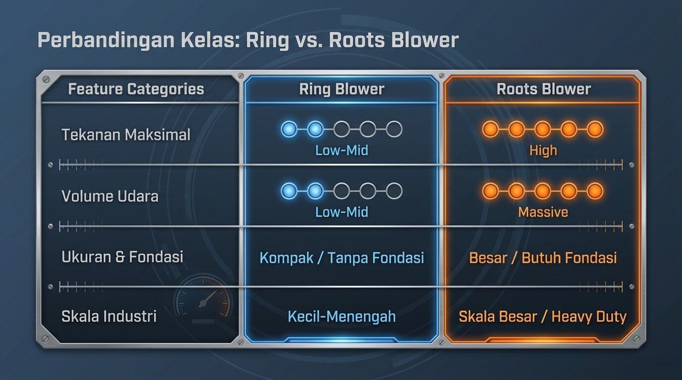Ring Blower - perbandingan dengan roots blower
