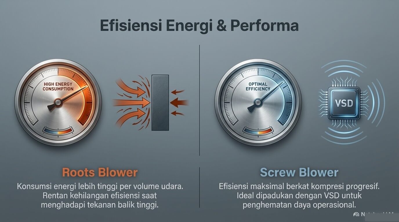 roots vs screw - efisiensi energi