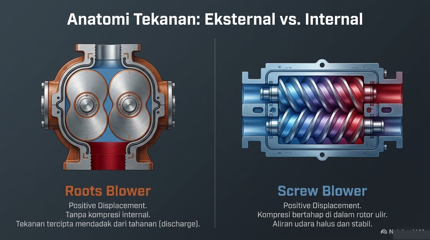 roots vs screw - prinsip kerja
