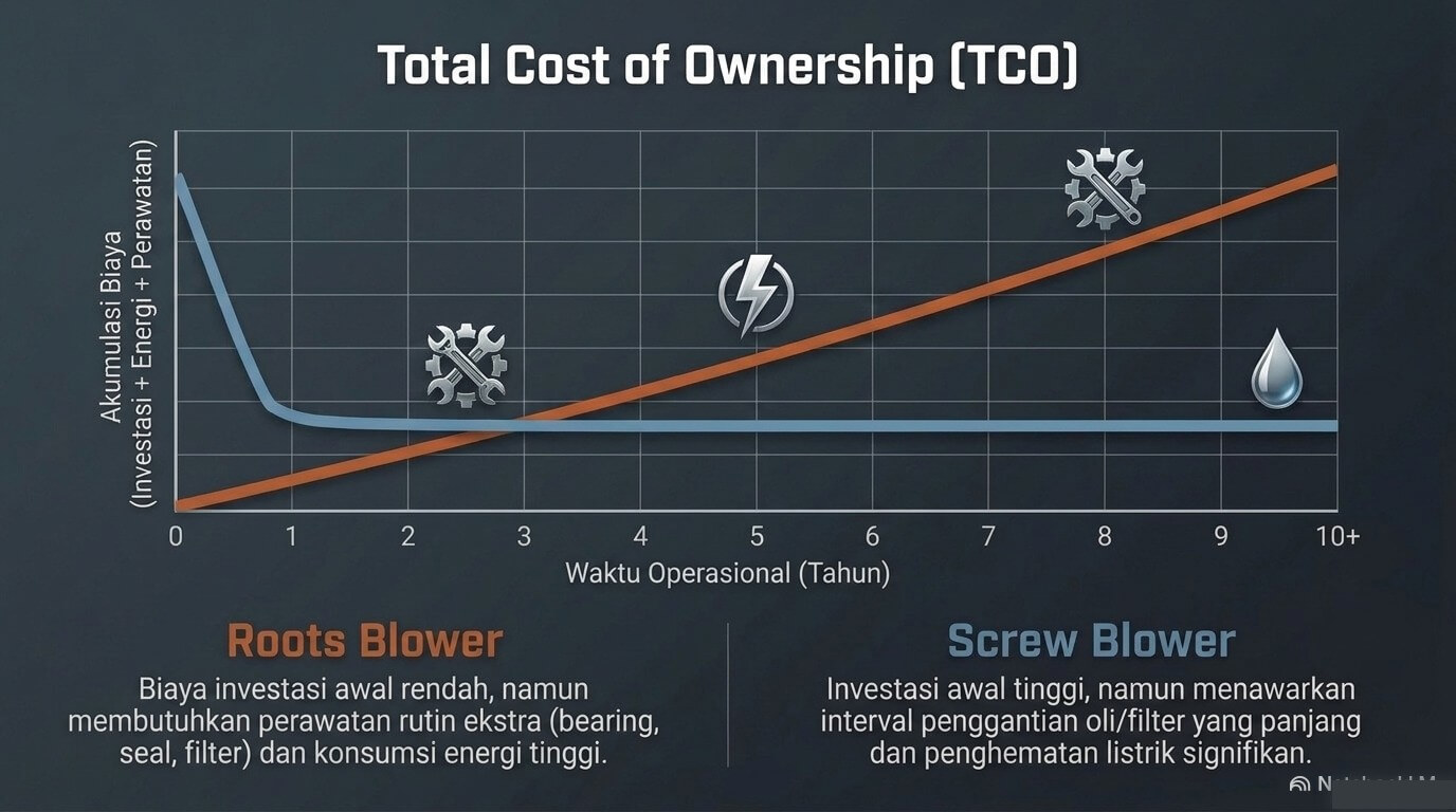 roots vs screw - total cost ownership